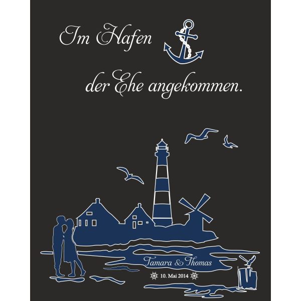 Hochzeitsleinwand Fingerabdruckbaum Wedding Tree Gästebuch schwarz - Hafen