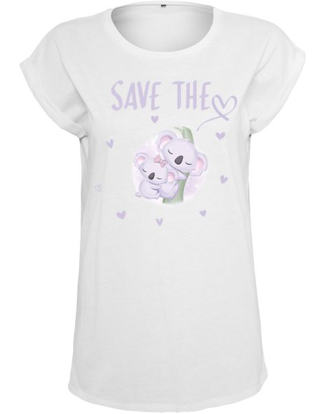 Damen T-Shirt Extended Shoulder Tee Save the Koala