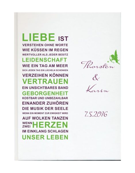 Personalisiertes Gästebuch für Ihre Hochzeit Liebe Ist Grün