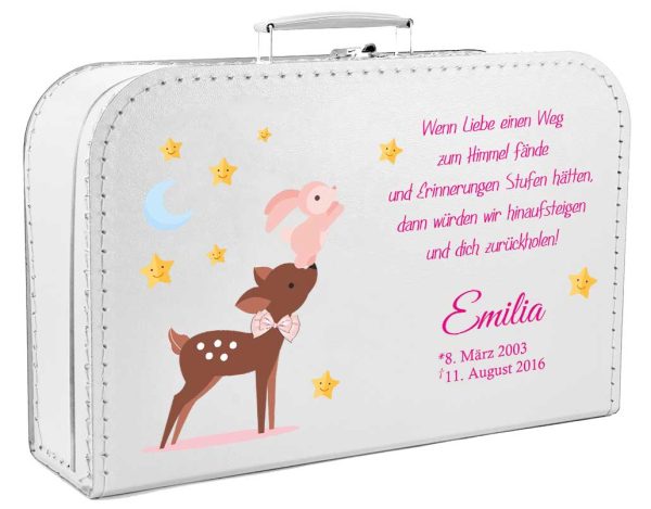 Koffer fürs Sternenkind Reh mit Hase in rosa