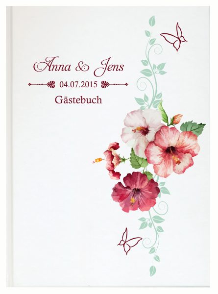 Personalisiertes Gästebuch für Ihre Hochzeit Blumenornament