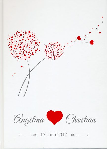Personalisiertes Gästebuch für Ihre Hochzeit Pusteblume Herzen