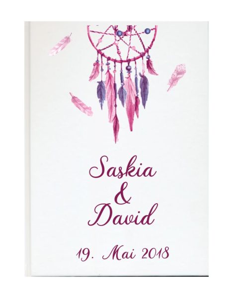 Personalisiertes Gästebuch für Ihre Hochzeit Traumfänger Rosa