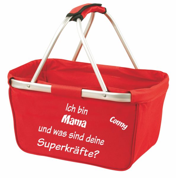 Einkaufskorb Korb rot Ich bin Mama was sind deine Superkräfte?