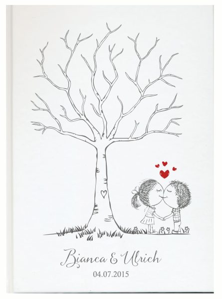 Personalisiertes Gästebuch für Ihre Hochzeit Liebespärchen Baum