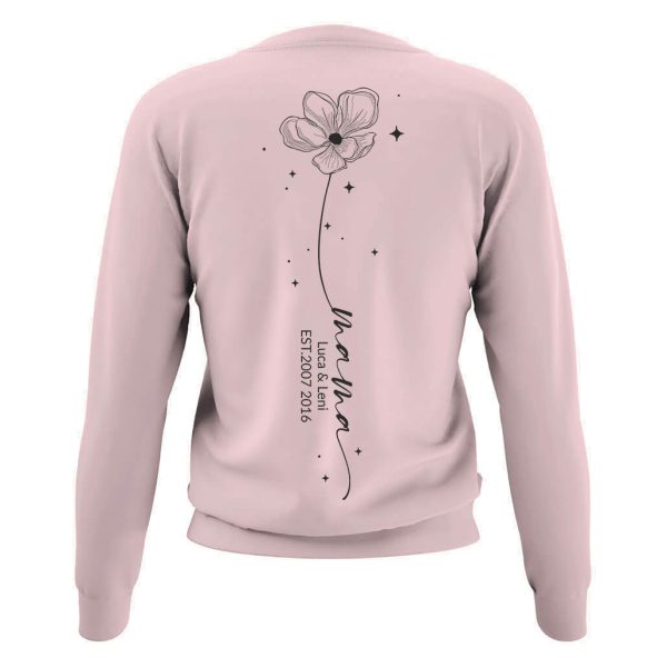 Personalisiertes Sweatshirt Shirt Pullover Unisex Sweater Fineline Tattoo Mama Blüte mit Sterne