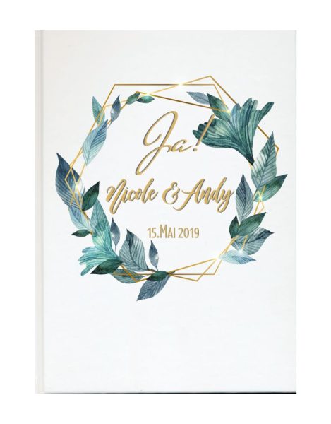 Personalisiertes Gästebuch für Ihre Hochzeit Rahmen Blätter