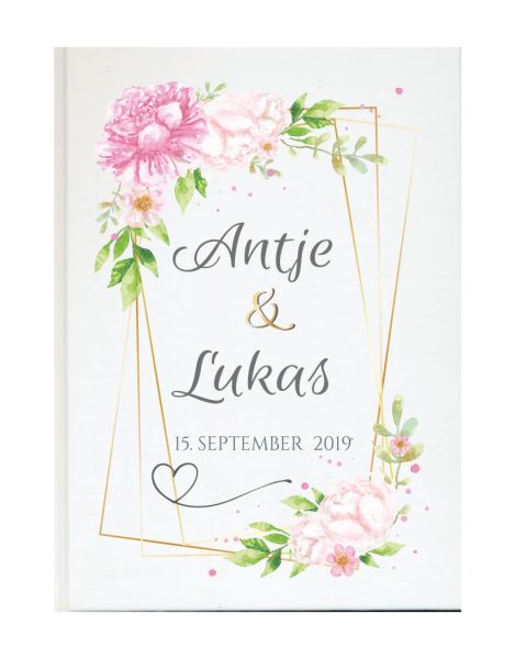Personalisiertes Gästebuch für Ihre Hochzeit Blütenrahmen